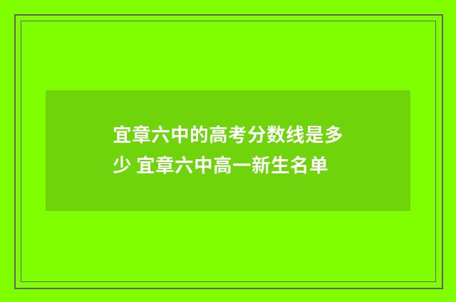 宜章六中的高考分数线是多少 宜章六中高一新生名单