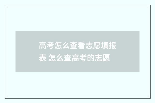 高考怎么查看志愿填报表 怎么查高考的志愿