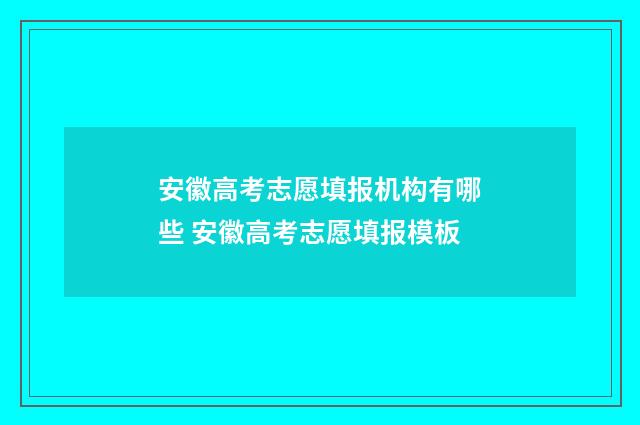 安徽高考志愿填报机构有哪些 安徽高考志愿填报模板