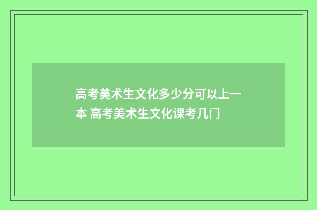 高考美术生文化多少分可以上一本 高考美术生文化课考几门