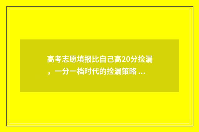 高考志愿填报比自己高20分捡漏，一分一档时代的捡漏策略 高考志愿填报比较好的