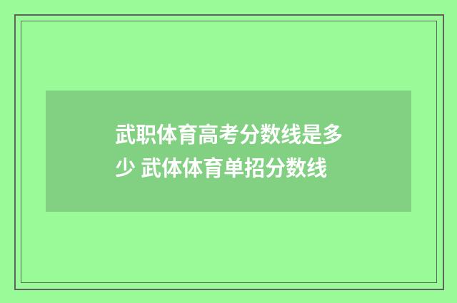 武职体育高考分数线是多少 武体体育单招分数线