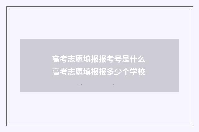 高考志愿填报报考号是什么 高考志愿填报报多少个学校