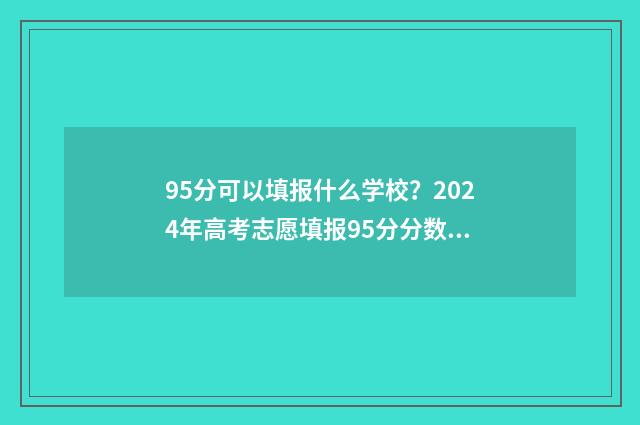 95分可以填报什么学校？2024年高考志愿填报95分分数段报考院校表 95分是