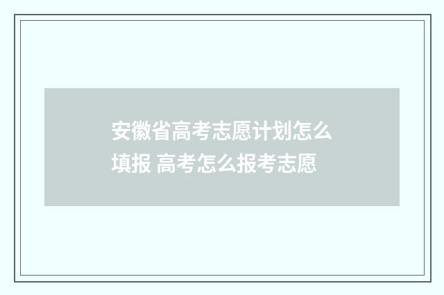 安徽省高考志愿计划怎么填报 高考怎么报考志愿