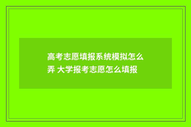 高考志愿填报系统模拟怎么弄 大学报考志愿怎么填报