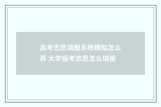 高考志愿填报系统模拟怎么弄 大学报考志愿怎么填报