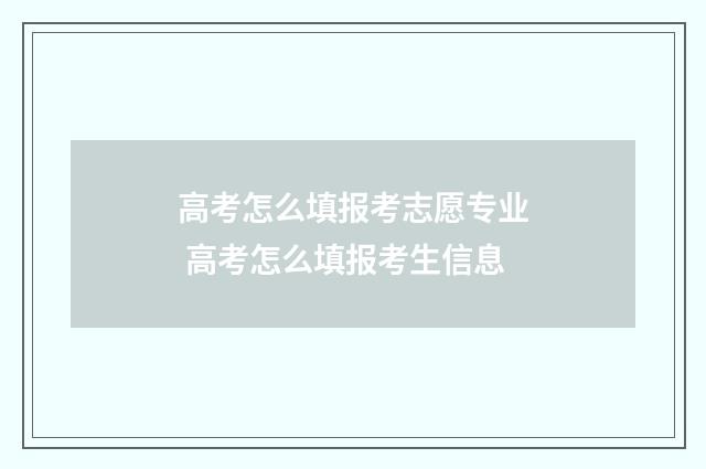 高考怎么填报考志愿专业 高考怎么填报考生信息