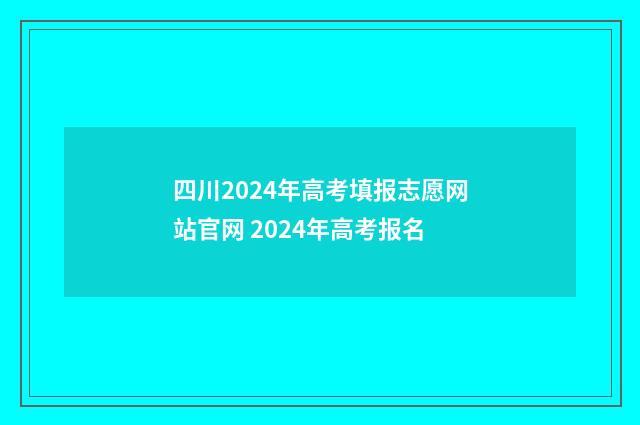 四川2024年高考填报志愿网站官网 2024年高考报名
