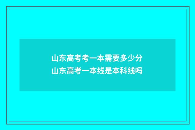 山东高考考一本需要多少分 山东高考一本线是本科线吗