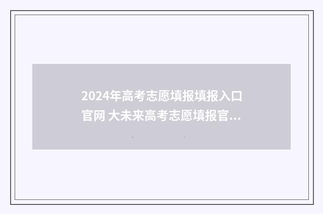 2024年高考志愿填报填报入口官网 大未来高考志愿填报官网