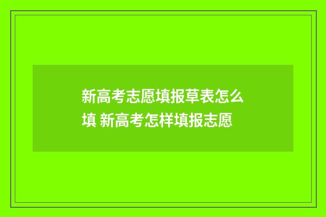 新高考志愿填报草表怎么填 新高考怎样填报志愿