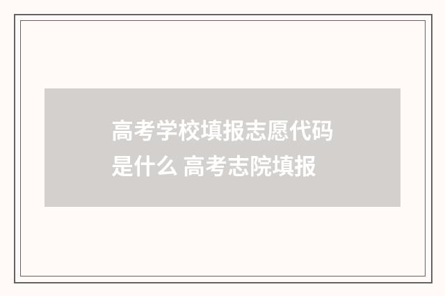 高考学校填报志愿代码是什么 高考志院填报