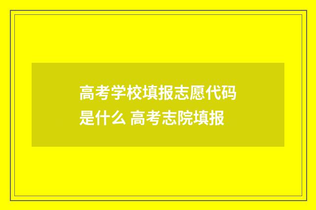 高考学校填报志愿代码是什么 高考志院填报