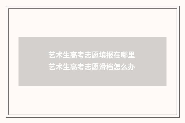 艺术生高考志愿填报在哪里 艺术生高考志愿滑档怎么办