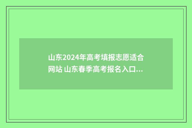 山东2024年高考填报志愿适合网站 山东春季高考报名入口官网