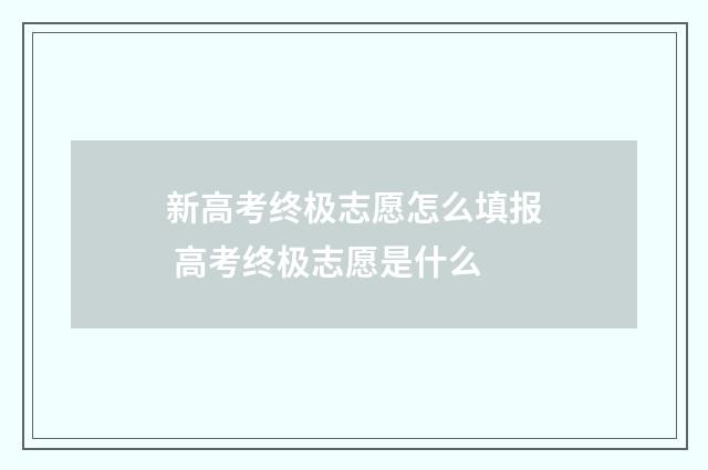 新高考终极志愿怎么填报 高考终极志愿是什么