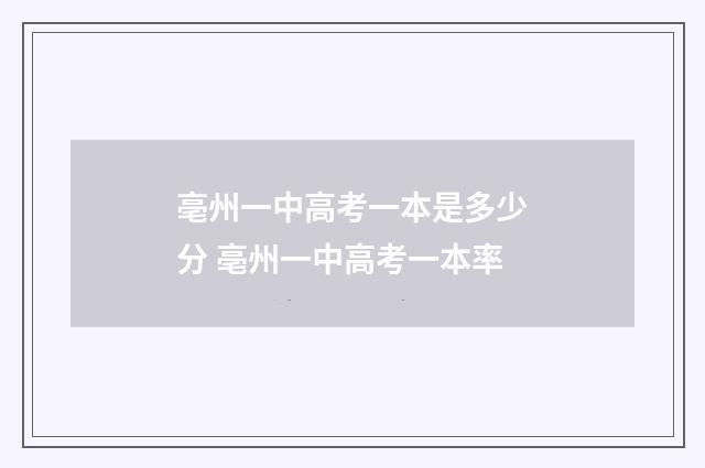 亳州一中高考一本是多少分 亳州一中高考一本率