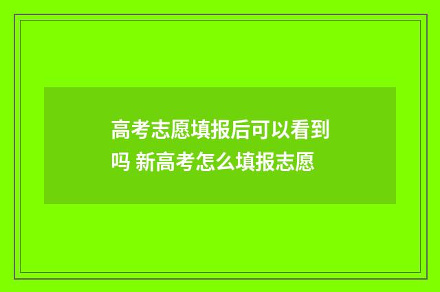 高考志愿填报后可以看到吗 新高考怎么填报志愿