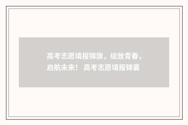高考志愿填报锦旗，绽放青春，启航未来！ 高考志愿填报锦囊