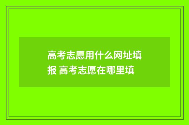 高考志愿用什么网址填报 高考志愿在哪里填