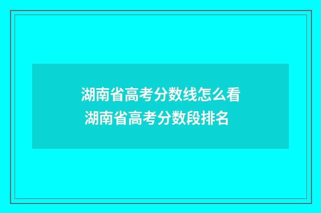 湖南省高考分数线怎么看 湖南省高考分数段排名