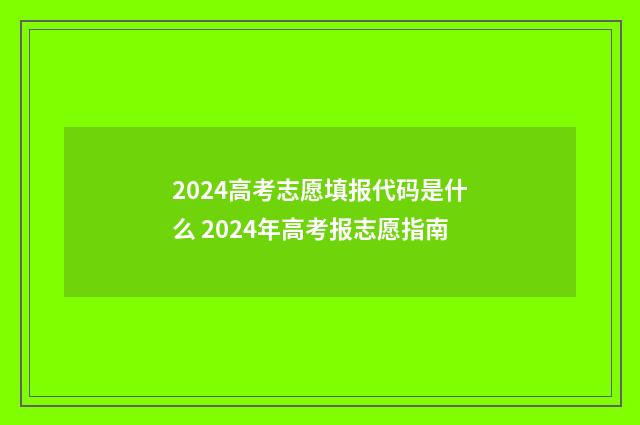 2024高考志愿填报代码是什么 2024年高考报志愿指南