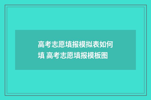 高考志愿填报模拟表如何填 高考志愿填报模板图