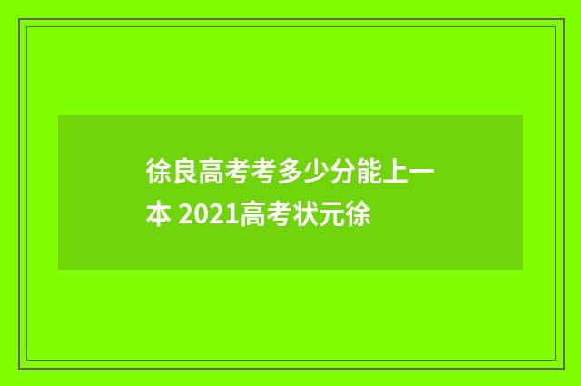 徐良高考考多少分能上一本 2021高考状元徐