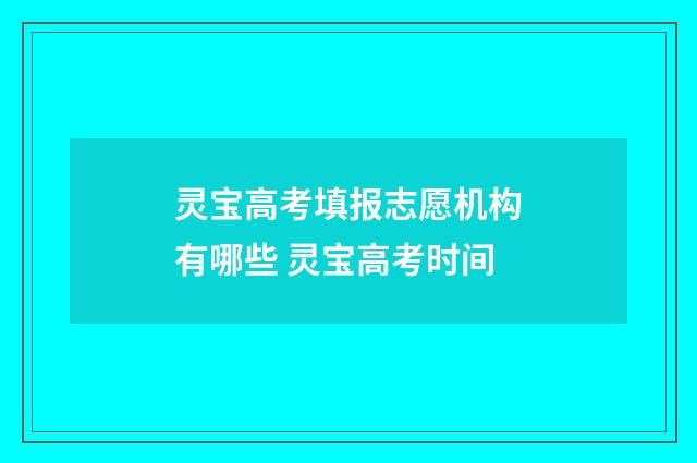 灵宝高考填报志愿机构有哪些 灵宝高考时间