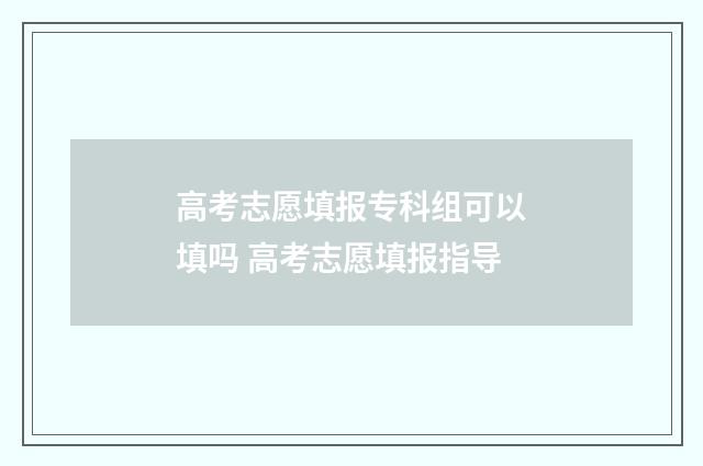高考志愿填报专科组可以填吗 高考志愿填报指导