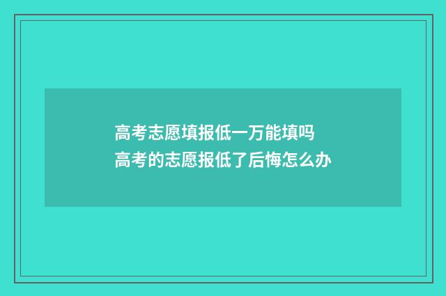 高考志愿填报低一万能填吗 高考的志愿报低了后悔怎么办