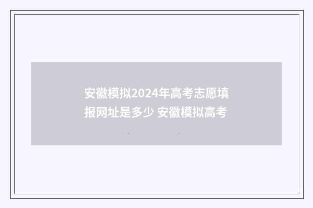 安徽模拟2024年高考志愿填报网址是多少 安徽模拟高考