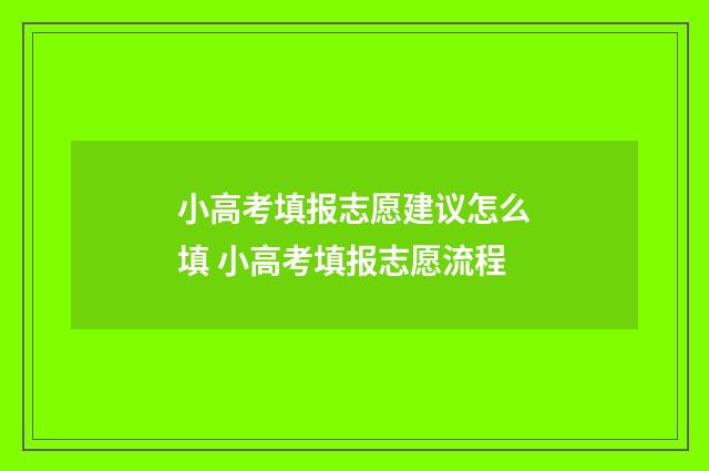 小高考填报志愿建议怎么填 小高考填报志愿流程