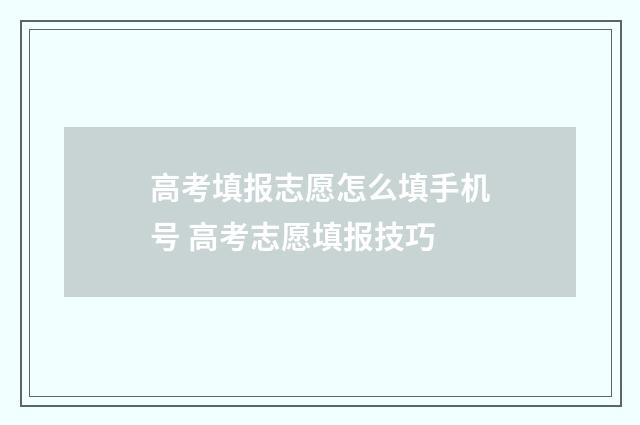 高考填报志愿怎么填手机号 高考志愿填报技巧