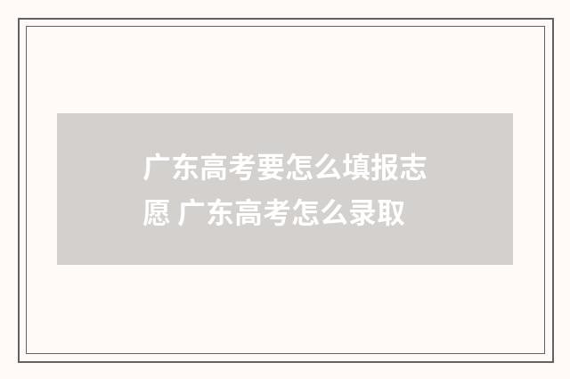 广东高考要怎么填报志愿 广东高考怎么录取
