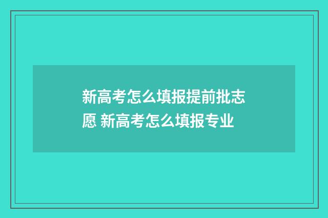 新高考怎么填报提前批志愿 新高考怎么填报专业
