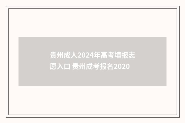 贵州成人2024年高考填报志愿入口 贵州成考报名2020