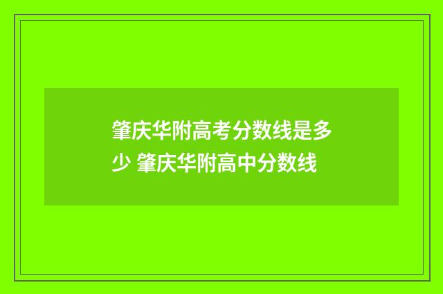 肇庆华附高考分数线是多少 肇庆华附高中分数线