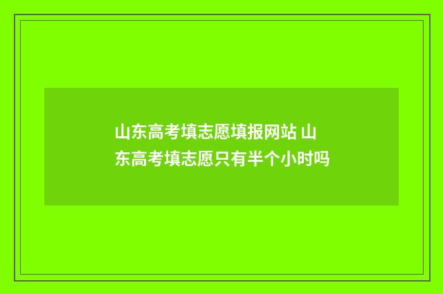 山东高考填志愿填报网站 山东高考填志愿只有半个小时吗