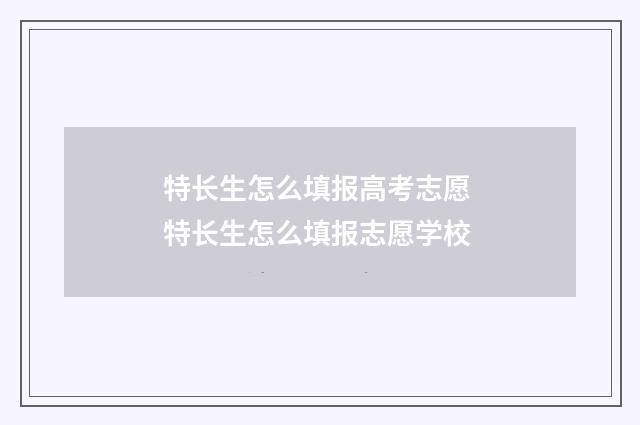 特长生怎么填报高考志愿 特长生怎么填报志愿学校