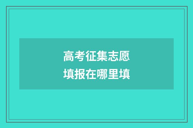 高考征集志愿填报在哪里填