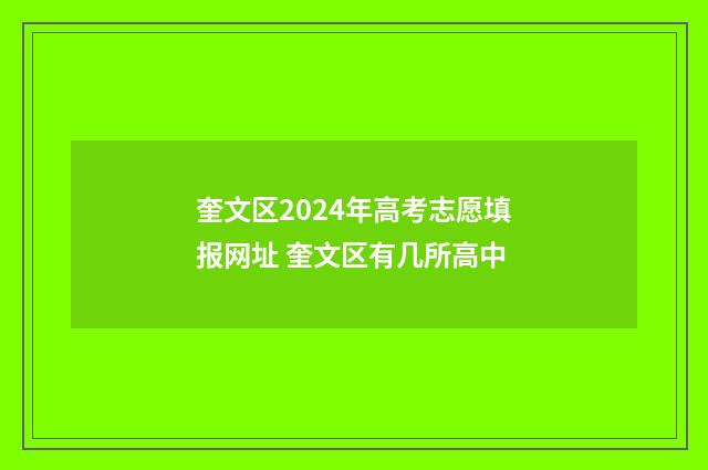 奎文区2024年高考志愿填报网址 奎文区有几所高中