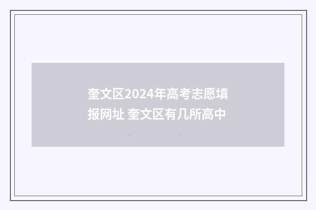 奎文区2024年高考志愿填报网址 奎文区有几所高中