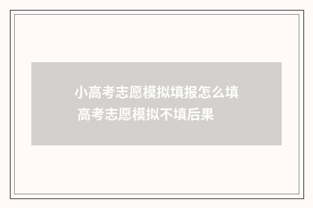 小高考志愿模拟填报怎么填 高考志愿模拟不填后果
