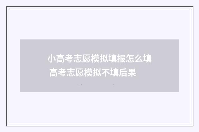 小高考志愿模拟填报怎么填 高考志愿模拟不填后果