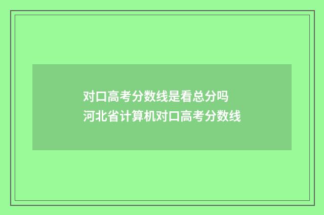 对口高考分数线是看总分吗 河北省计算机对口高考分数线