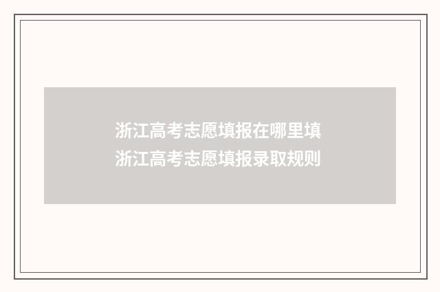 浙江高考志愿填报在哪里填 浙江高考志愿填报录取规则