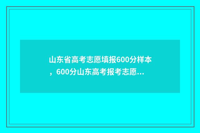 山东省高考志愿填报600分样本，600分山东高考报考志愿参考方案 高考报志愿