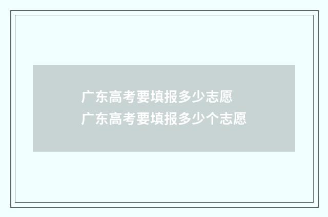 广东高考要填报多少志愿 广东高考要填报多少个志愿